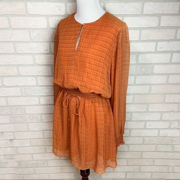 LIKE NEW NSR Orange, Long Sleeve, Plaid Dress X13 - Picture 3 of 7